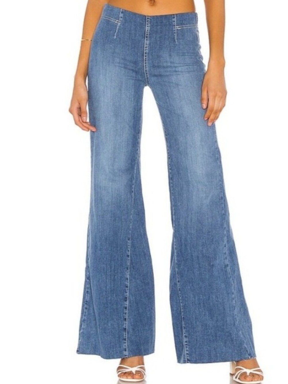 NWT Free People Skyline Medium Blue Wide Leg Flare Jeans Size 26